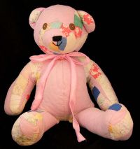 Handmade Teddy Bear Pink Patch Quilt Fabric Plush Lovey Vtg 60's